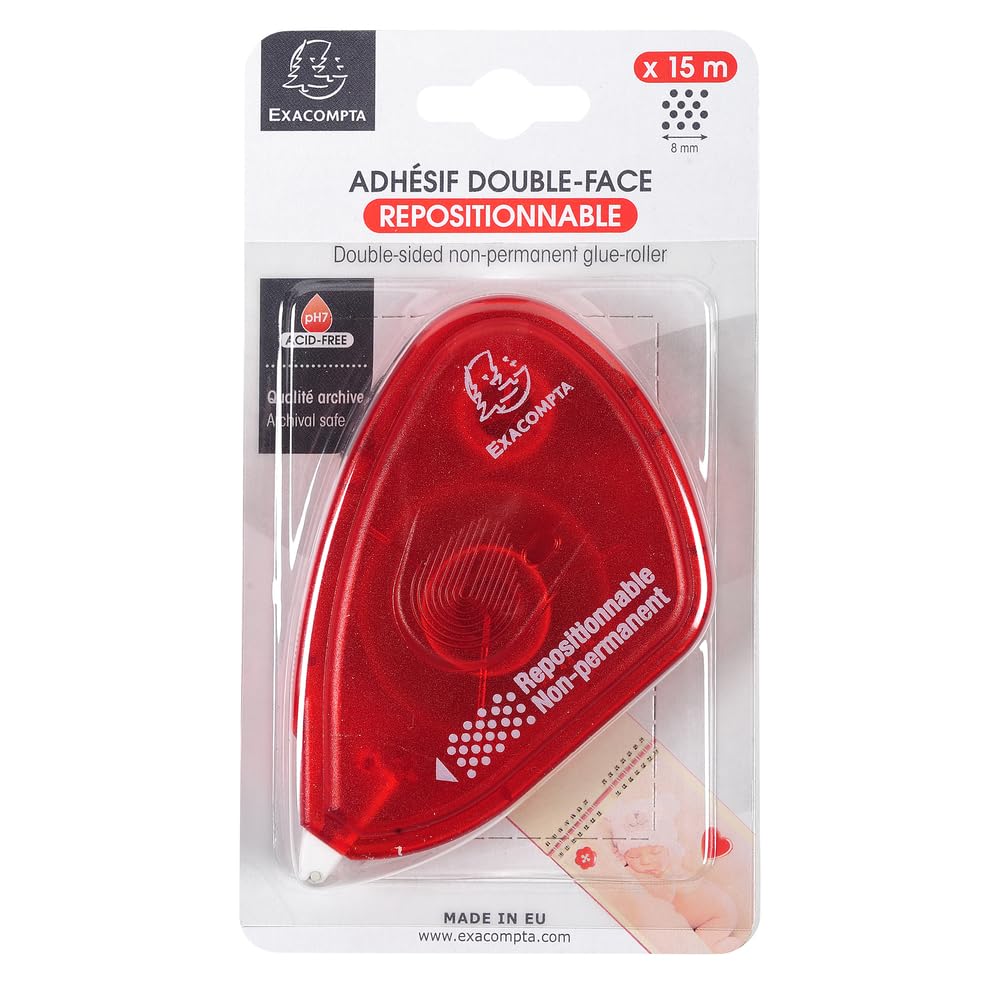 Exacompta Carton de 36 dérouleurs d'adhésif Double-Face repositionnable pour Photos 15 m