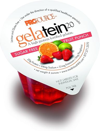 Gelatein 20 Suplemento de proteínas orales sabor frutal 4 oz. Taza lista para usar, 11693 - Cada