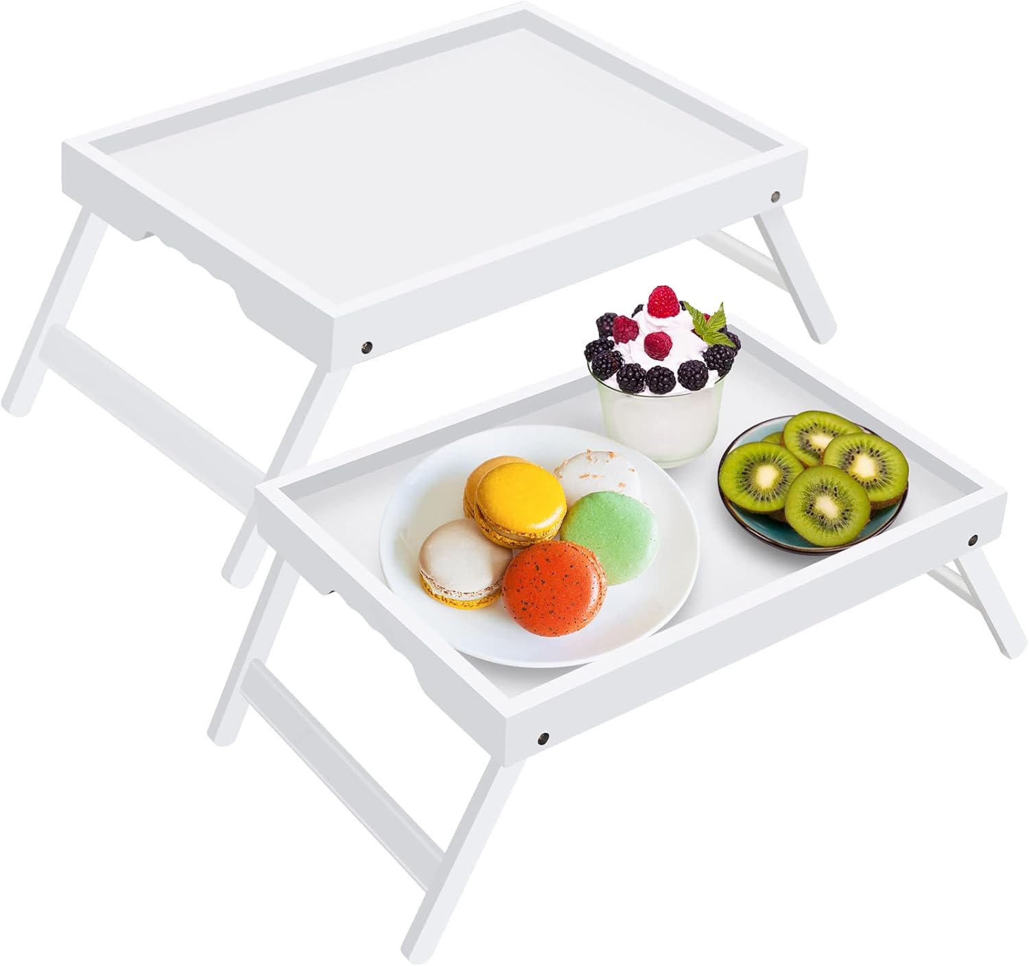 Artmeer Bed Tray Table with Folding Legs,Bamboo Breakfast