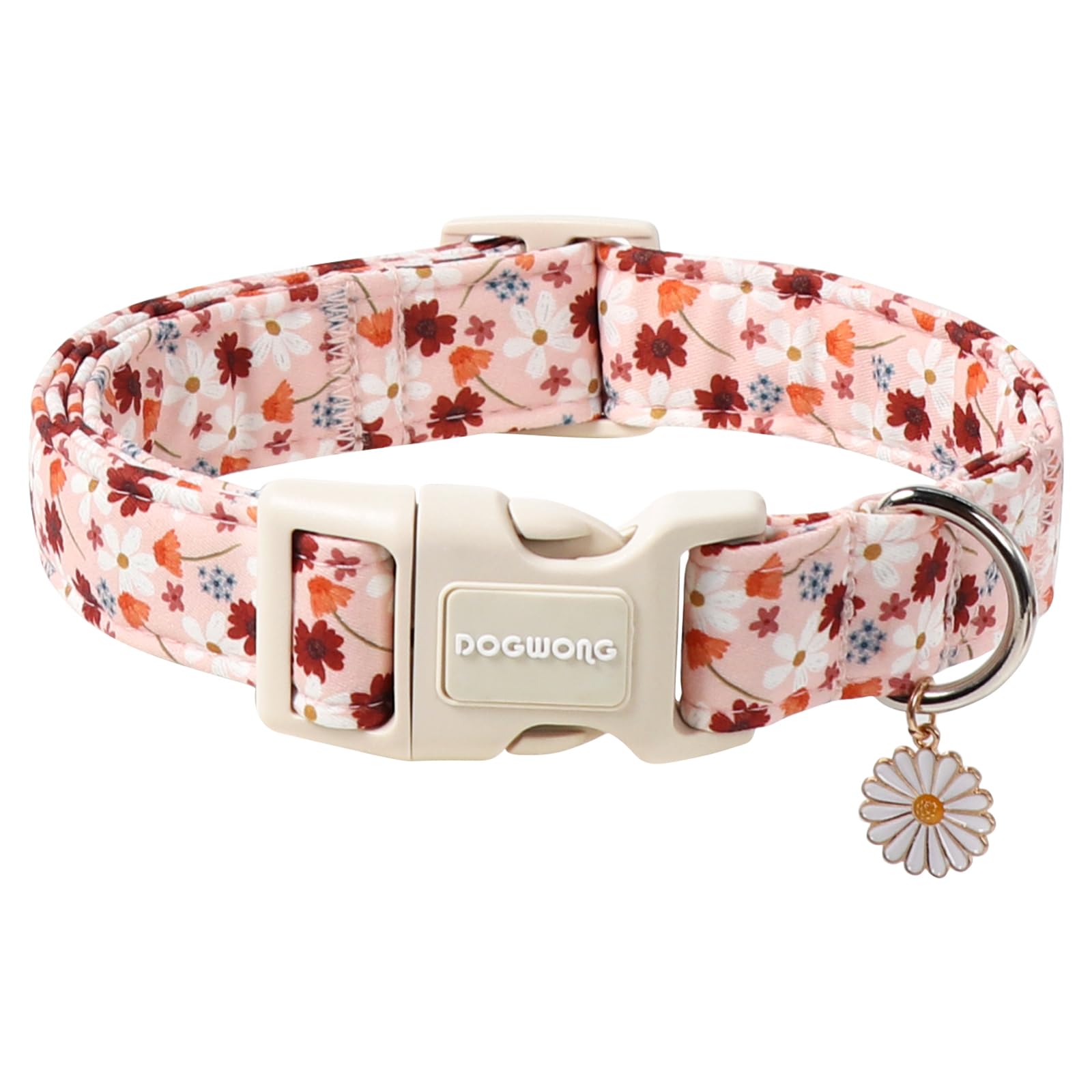 DOGWONG Flower Dog Collar, Spring Summer Cute Dog Collar Durable Soft Fabric Girl Cotton Pet Collars Boy Puppy Collars for Small Medium Large Dogs, S — image 1