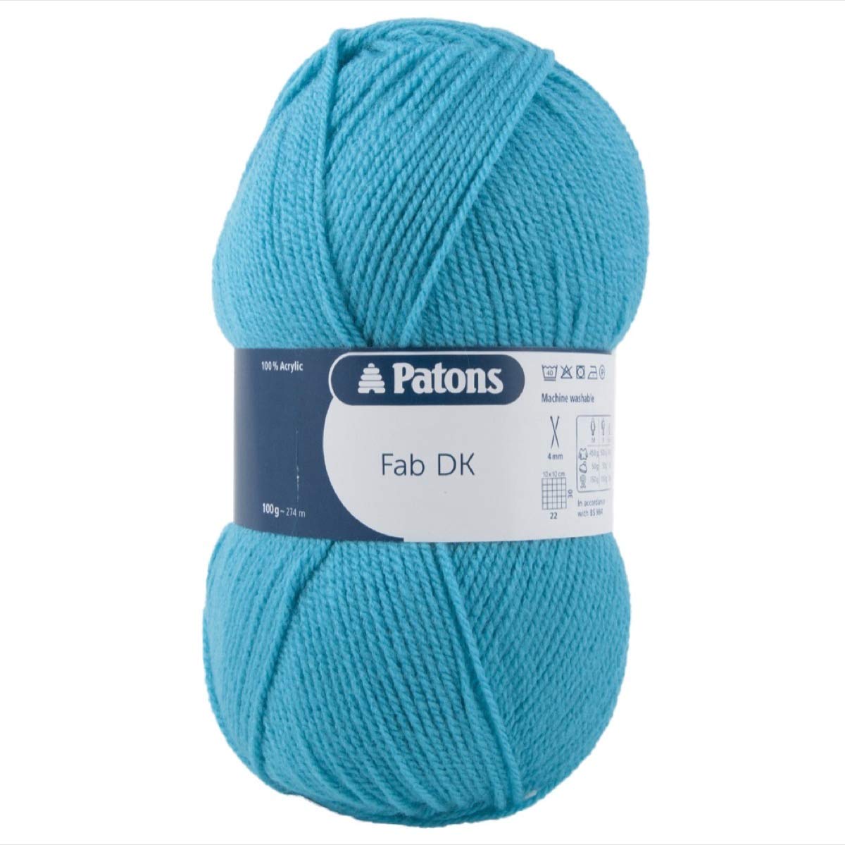 Patons Fab DK Kitting/Crochet Yarn Double Knitting Wool 100g Balls and 100% Acrylic Machine Washable & Tumble Dry Yarn - 44 Colours in The Range - Colour 2076 - Ocean Blue - 2 x 100g Balls