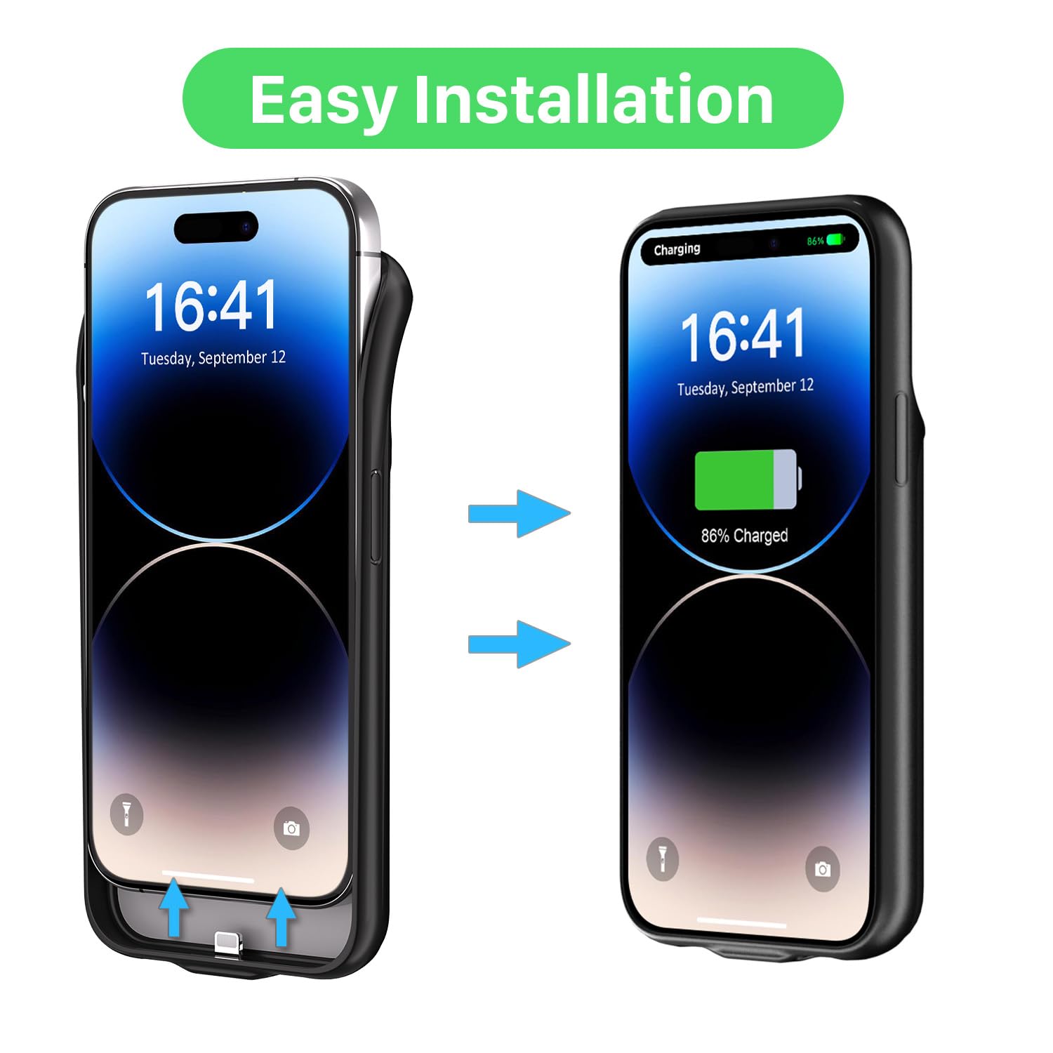 Coque Batterie Wavypo Pour IPhone 14 Pro 6800mAh | Charge Portable Mince | Double Charge Et Synchronisation