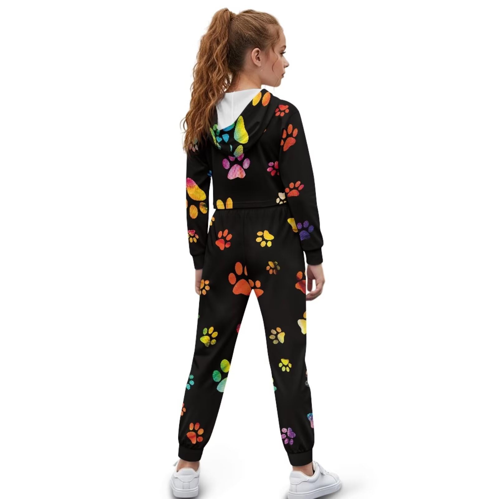 Dziewczęcy kombinezon dresowy, 2-częściowy zestaw z kapturem z długim rękawem, bluzy i spodnie dresowe, dziecięca bluza z kapturem, jesienny dres dla dziewczynek