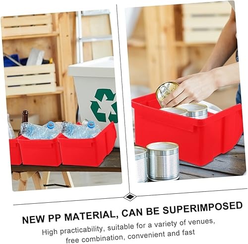 Miniatura 3 de DOITOOL Contenedores de almacenamiento de plástico con tapas, pequeños contenedores apilables rojos - Contenedores de almacenamiento montados en la