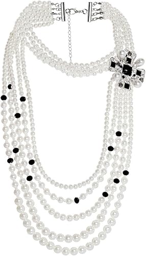 Joyería de moda imitación perla y negro bowknot celebridad nupcial chocker collar