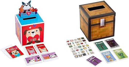 Hallmark Tarjetas de San Valentín para niños y buzón desplegable y tarjetas del día de San Valentín para niños y buzón para intercambio de aula,