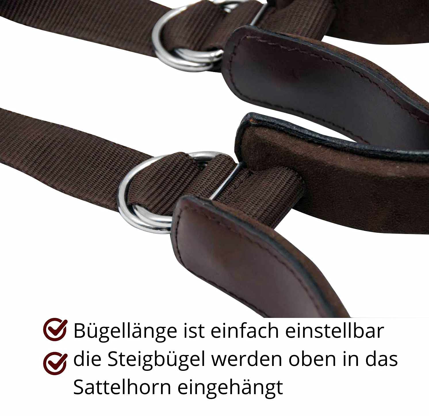 AMKA Western Set di staffe Comfort per sella western anche per cavalli in legno