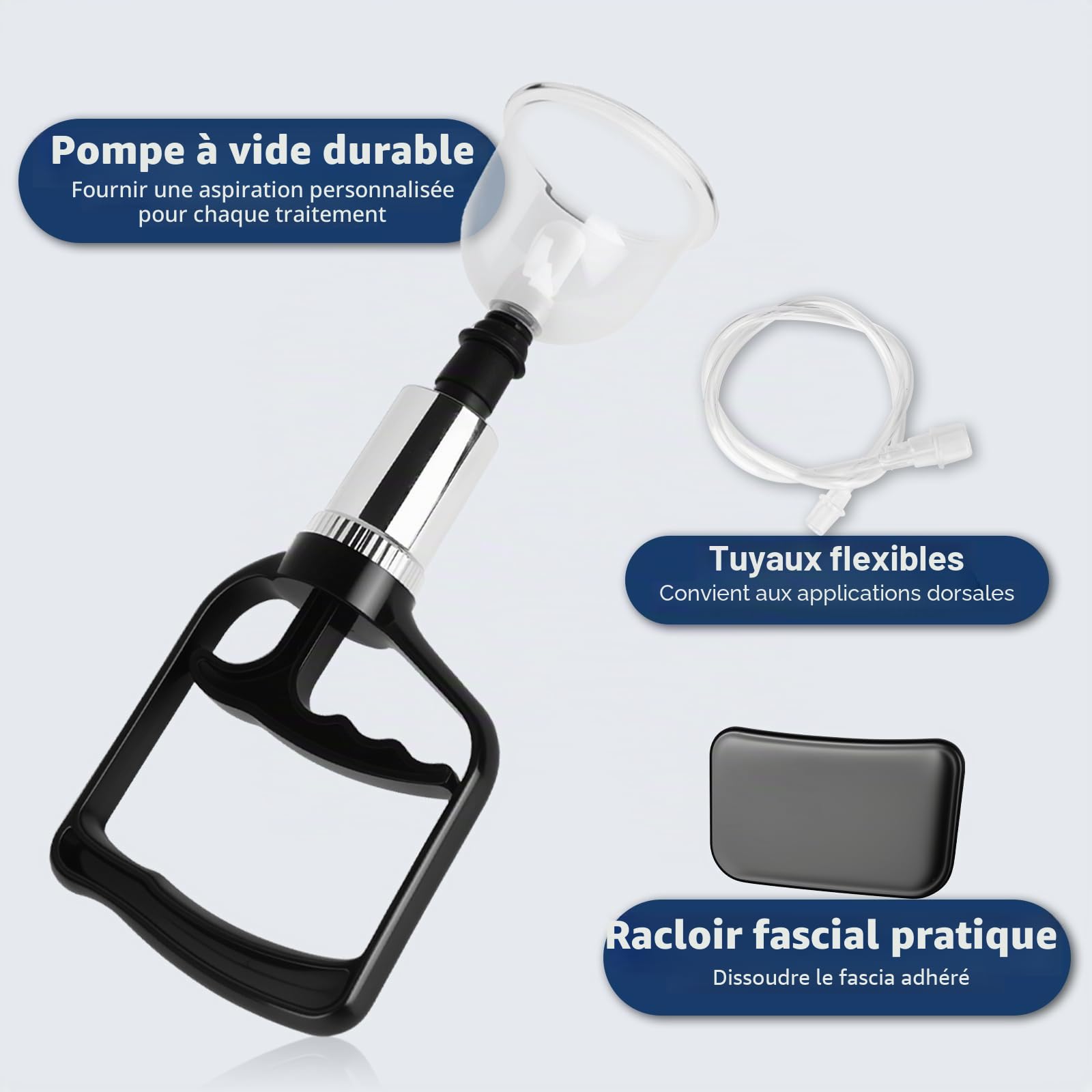 Lot de 22 ventouses en verre – Set de ventouses en plastique avec pompe à vide, ventouses pour massage, ventouses, dos, nuque, anti-cellulite, accessoires de thérapie