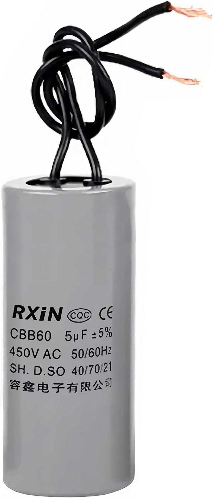 CBB60 Run Capacitor 5uF 450V AC 2 Wires 50/60Hz Cylinder 34mmx50mm (DXL) for Washing Machine Air Compressor Water Pump Motor Refrigerators