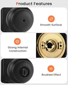 Haidms Matte Black Door Knobs Interior, Bedroom Door knobs & Bathroom, Black Interior Door Knobs 4 Pack