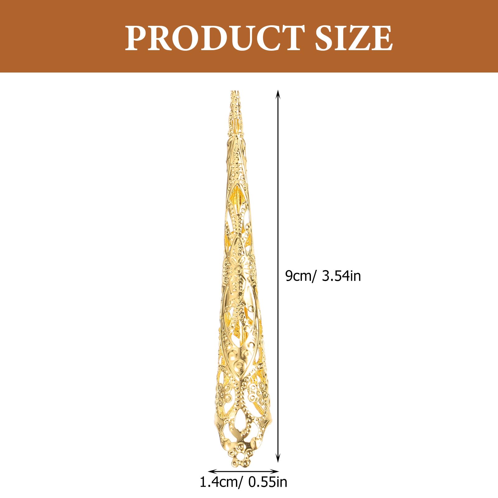 LOGOFUN 10pcs Halloween Finger Nail Claw Rings Ancient Queen Fingernail Rings Metal Finger Knuckle Claw for Halloween Cosplay Drama Dance Show Accessories