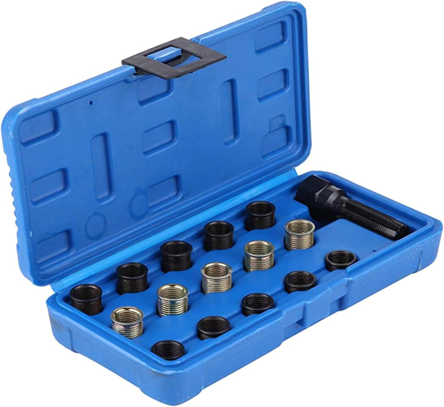 M14x1.25mm 14mm Sparks Plugs Thread Repair, 16Piece Steel Reamer Tap Set with Case for Automotive Maintenance