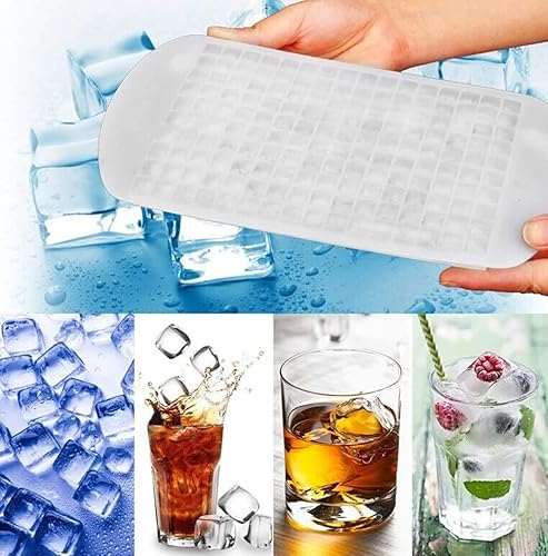 Miniatura 5 de Pequeña forma cuadrada flexible congelada 160 bandejas Mini moldes de silicona para cubitos de hielo sin tapas (verde)