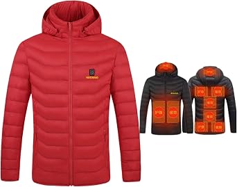 New Heated Hoodie for Men and Women,Heated Jacket with 3 Heating Levels, 9 Heating Zones Zip Heated Vest