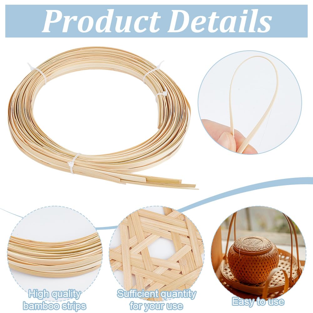 FREEBLOSS 30 m - Nastri in bambù - Materiale finemente intrecciato - 0,5 cm di larghezza - Accessorio di riparazione in vimini per il fai-da-te con nastri di vimini