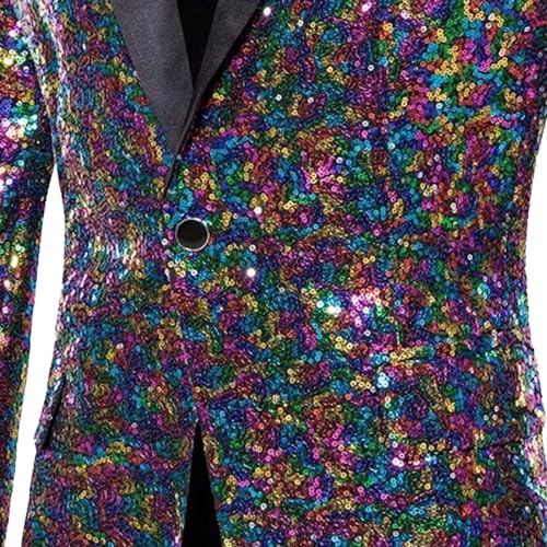 Mens Slim Fit 1 Button Blazer Jacket Shiny Suit Blazer Sequins Dress Coat Party Wedding Suit Blazer Outwear4