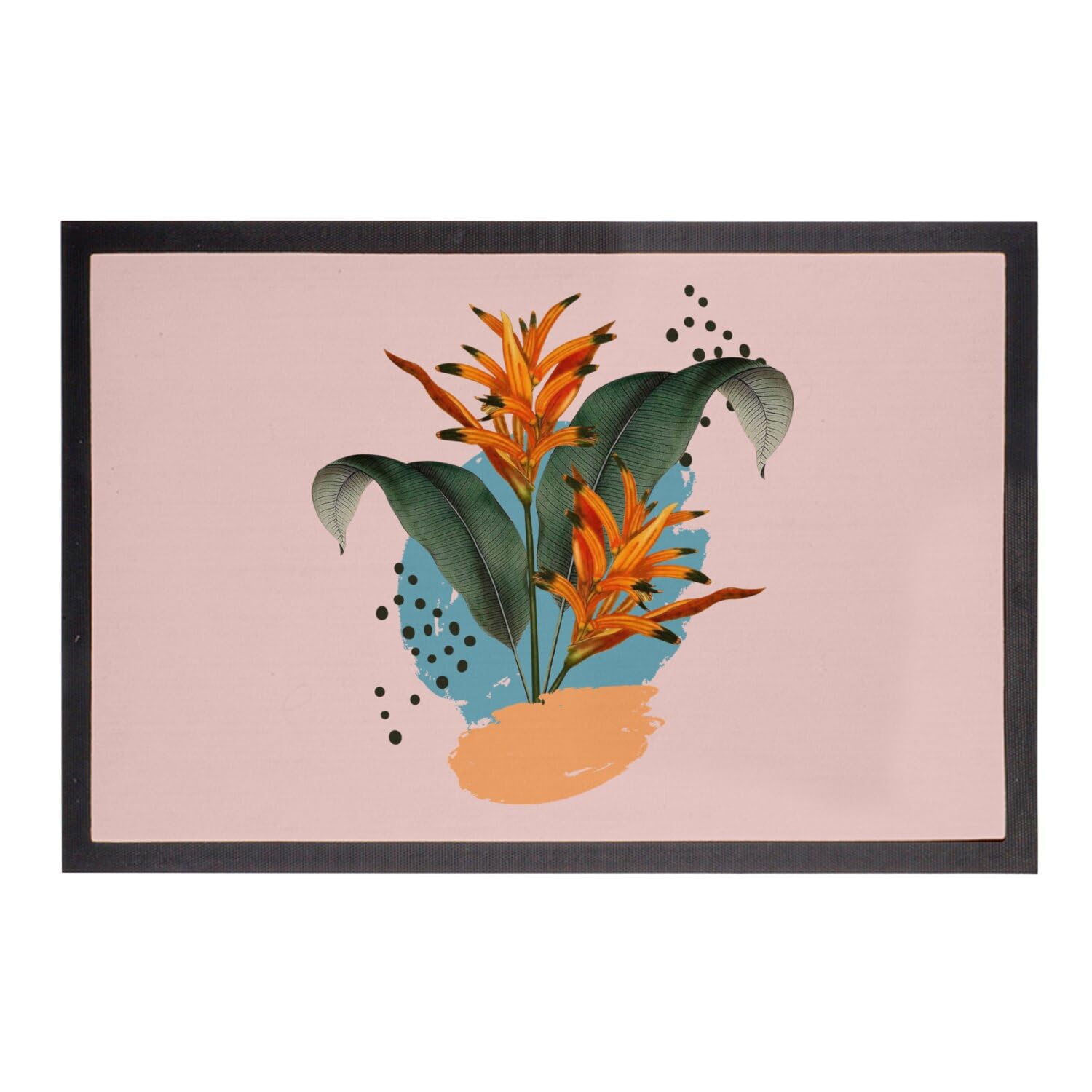 Paillasson Rose Heliconia de qualité - Tapis entrée premium jungle 60x40cm