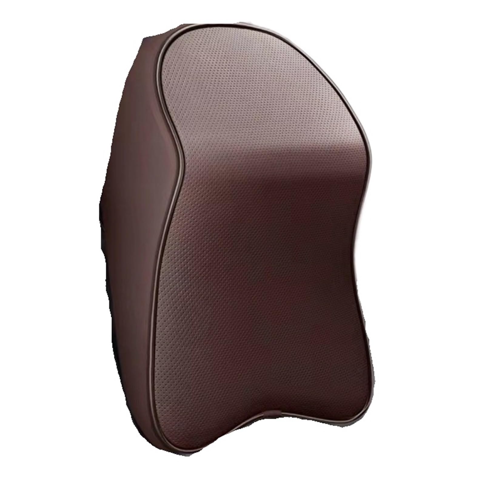 POAWUDJA Car Pillow 3D Nappa Leather Memory Foam Headrest Car Neck Pillow Support Pain Relief Travel Removable Cover(Brown)