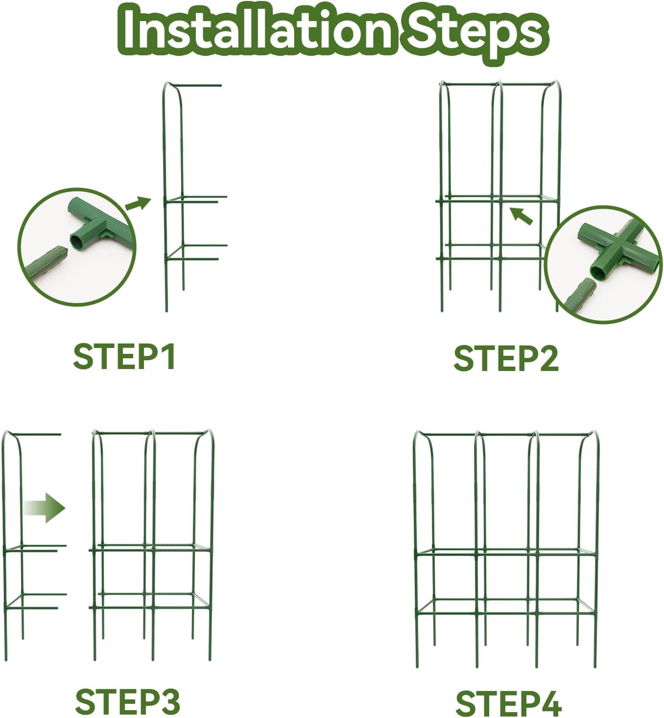 62" Tall Cucumber Trellis for Raised Bed, Garden Trellis for Climbing Plants Outdoor, U-Shape Metal Arch Vegetables Trellis Plant Support for Zucchini Squash Vines
