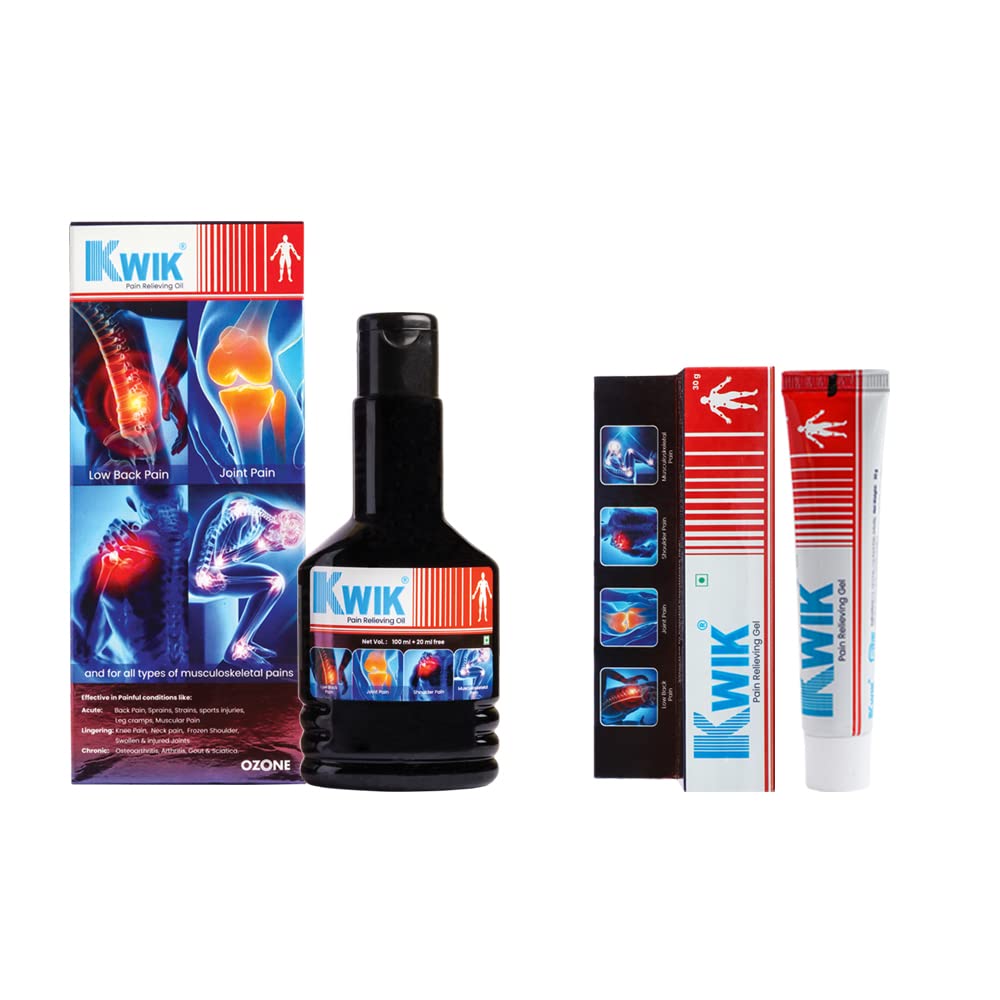 OZONE KWIK Pain Relief Combo with Cinnamomum & Mahanarayan Oil | Ayurvedic Pain Relief Oil & Gel | For Joint, Back, Knee, Shoulder & Muscle Pain | (Oil 120ml + Gel 30g) (B09LYST2NX) Amazon Price History, Amazon Price Tracker