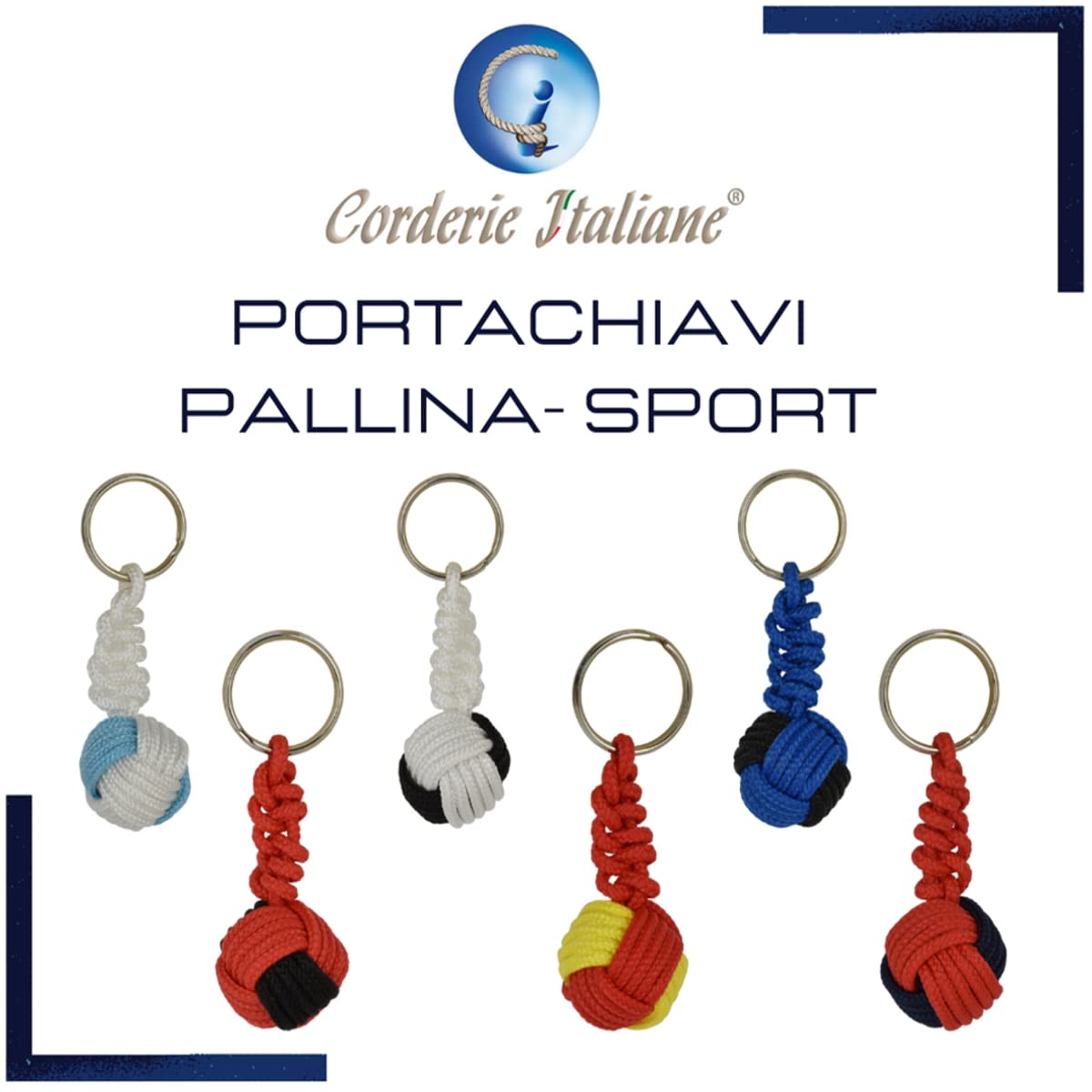 Corderie Italiane Portachiavi pallina sport nero-azzurro