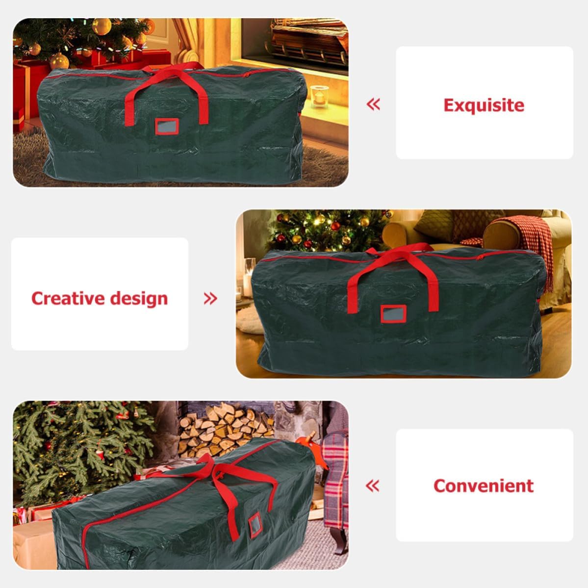 Waterproof Xmas Tree Storage Bag with Handles for Attic Moving