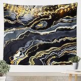 Manfei Black Grey Marble Wall Hanging Tapestry Gold Wave Pattern Home Wall Art Hanging Wall Blanket...
