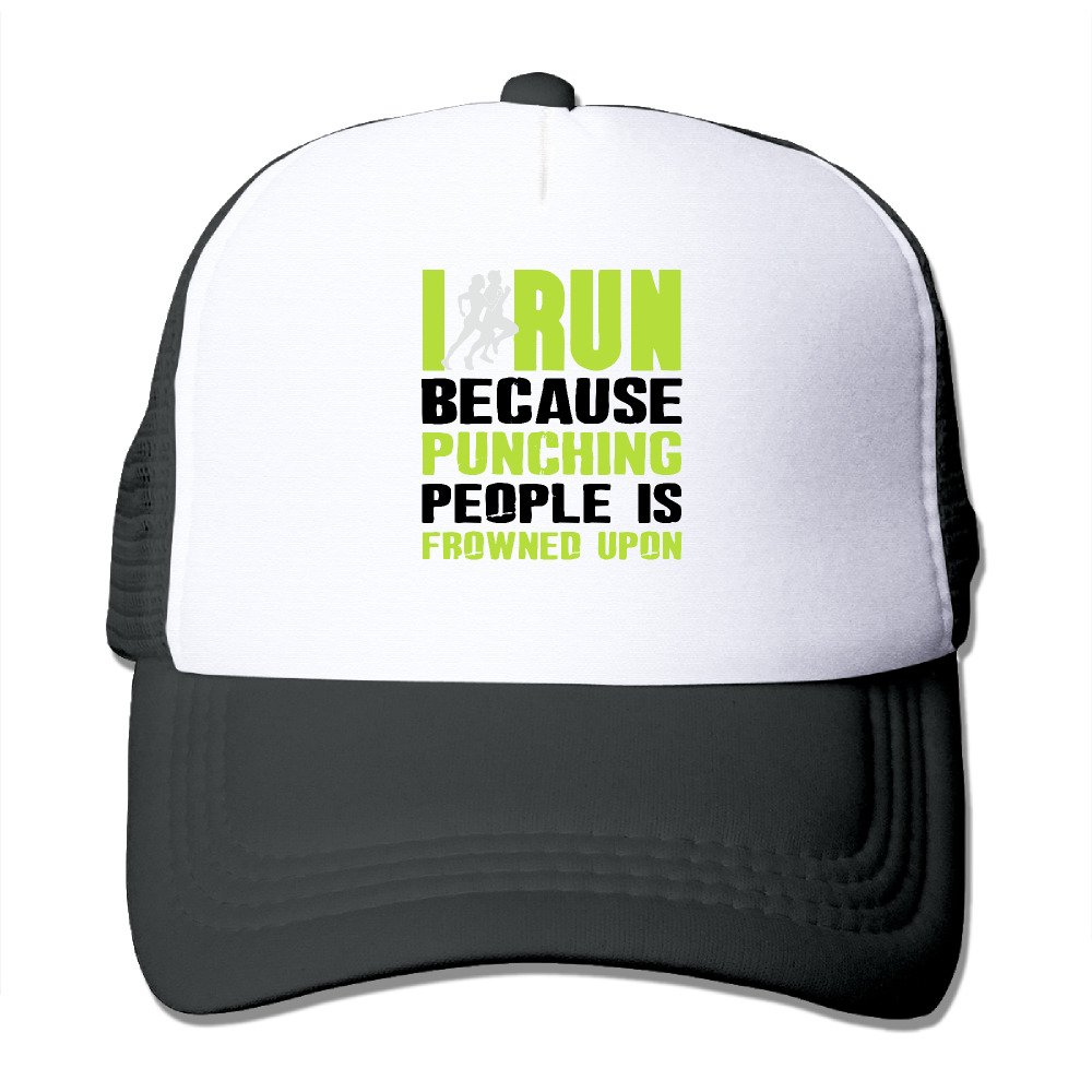 I Run Because Punching People Is Frowned Upon Sun Protection Hat - Black -