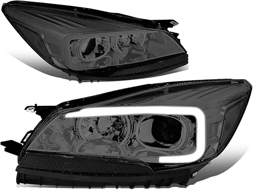 DNA MOTORING Par de faros delanteros 3D LED con proyector compatible con Ford Escape 2013-2016, ahumadotransparente, HL-3D-FESC13-SM-CL1