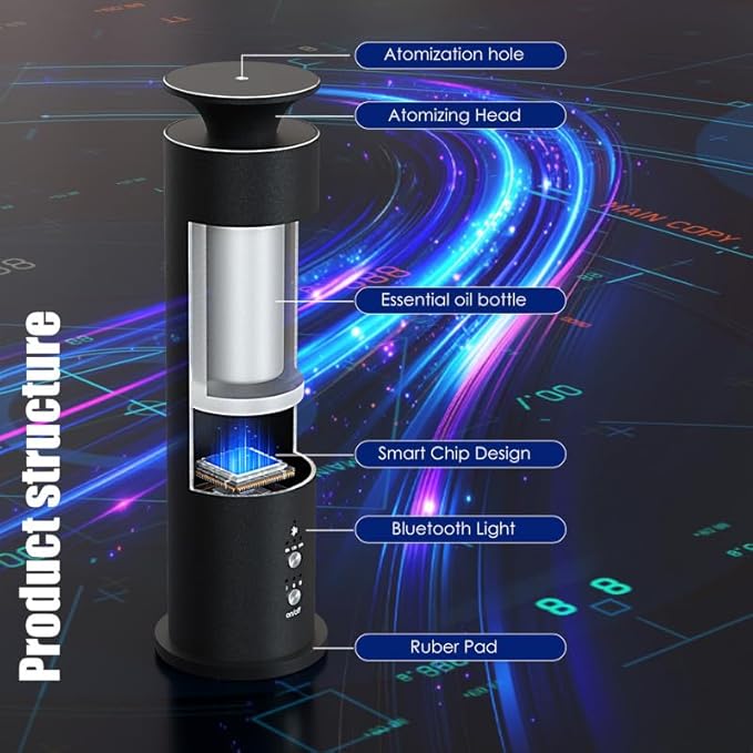 Difusor de Aromas Sin Agua LEGARDLILIU, 3.5 oz, Negro, Control por App miniatura 3