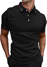 HMIYA Men's Polo Shirt Contrast Short Sleeve Polo Shirt Male Polo Classic