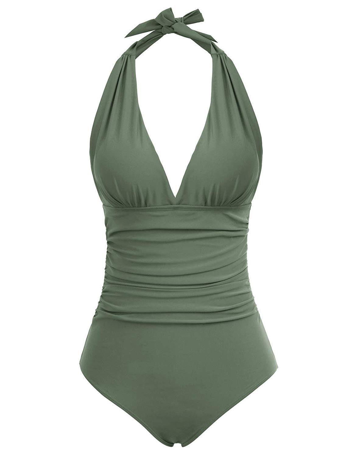 LADYM Einteiler Damen Badeanzug Figurformend V-Ausschnitt Push Up Badeanzüge Sexy Schwimmanzug