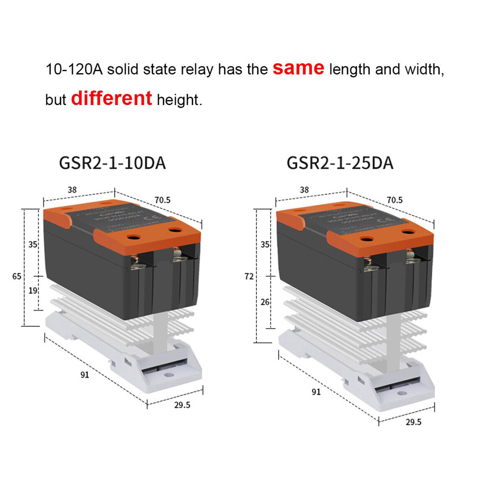 GEYA Relè a stato solido with Radiator DC-AC Monofase SSR 40A Din Rail Mount (DC Controllo AC,40A)