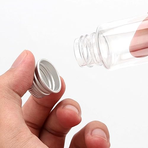 Miniatura 3 de SINJEUN 80 tubos de ensayo de plástico planos de 1.7 fl oz, tubo de ensayo transparente de 28 × 4.291 in con tapas de rosca, recipientes de ensayo