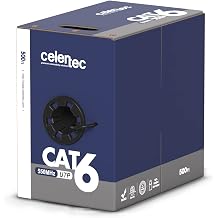 celertec CAT6 Ethernet Cable, 500ft, 23AWG Solid Bare Copper, Unshielded Twisted Pairs UTP, 550MHz, ETL Listed & CMR Riser Rated, Indoor, Bulk Ethernet Cable -Black