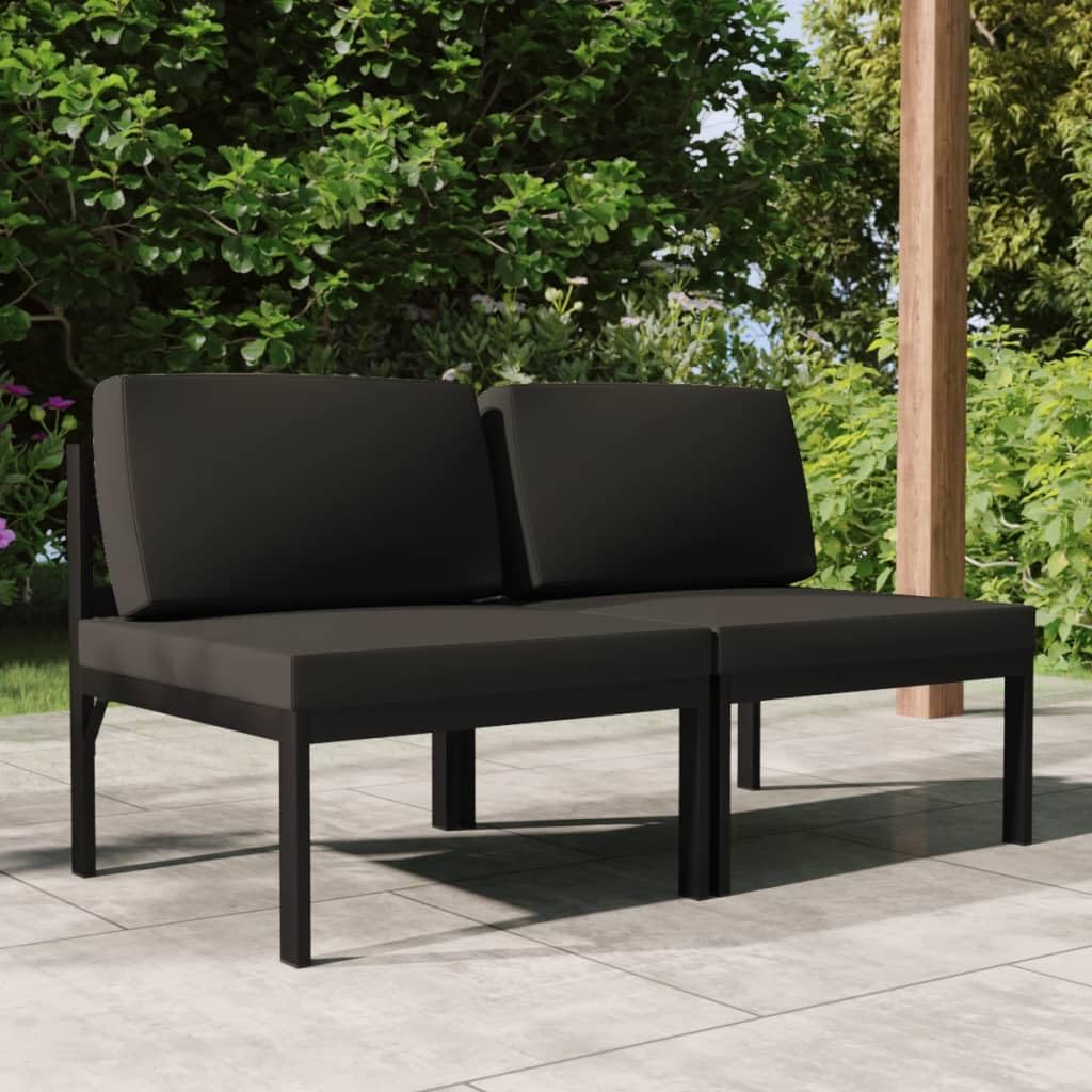 vidaXL Divano da Giardino a 2 Posti con Cuscini in Alluminio Antracite