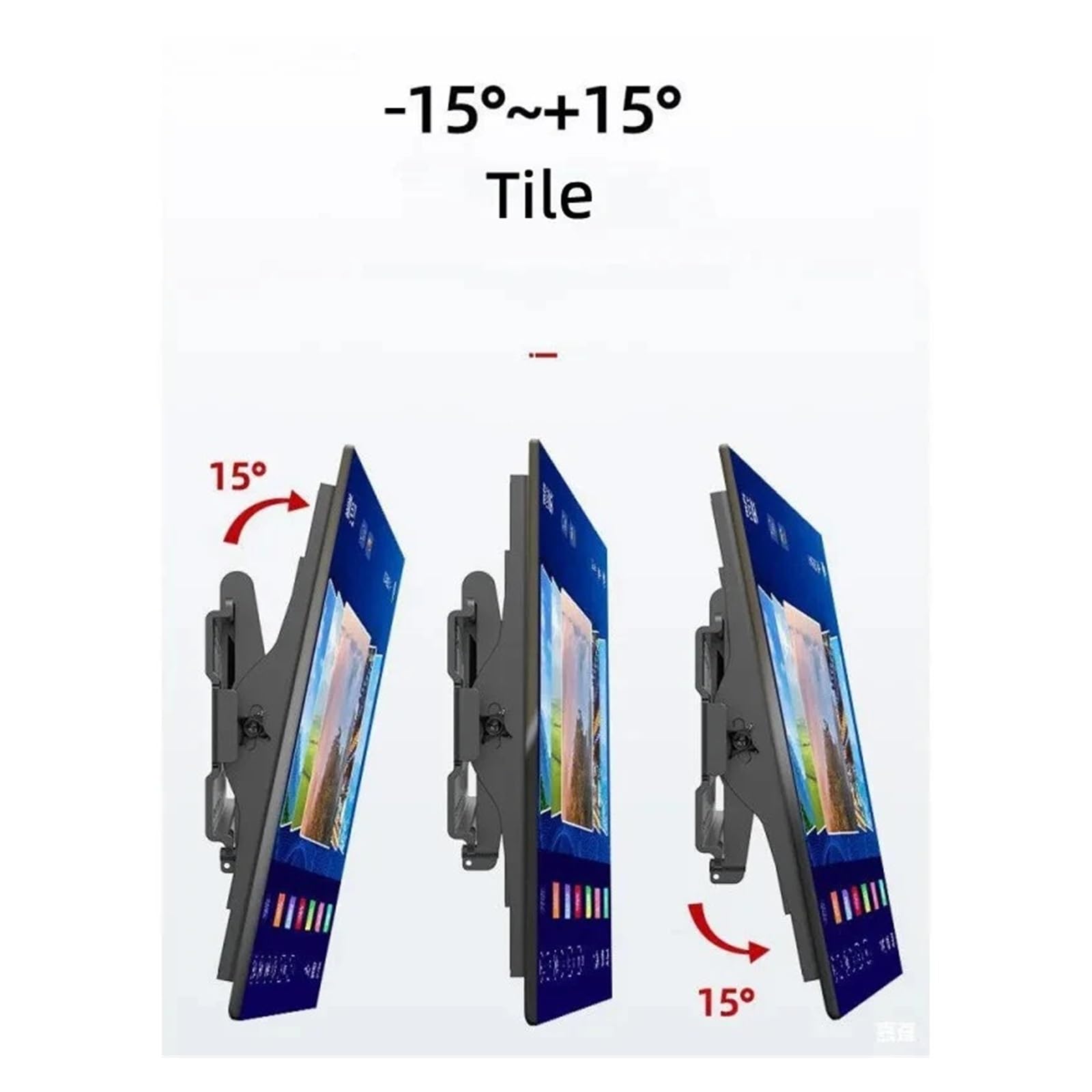Staffa universale per TV da parete, supporto fisso per TV, compatibile con la maggior parte dei monitor da 32-65", inclinato ± 15°, VESA 400 x 400 mm, carico 45 kg (con piastrella)