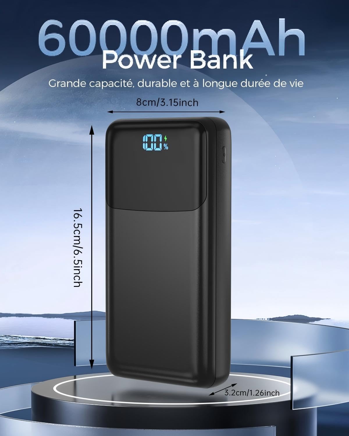 Batterie Externe 60000mAh Grande Capacité Power Bank