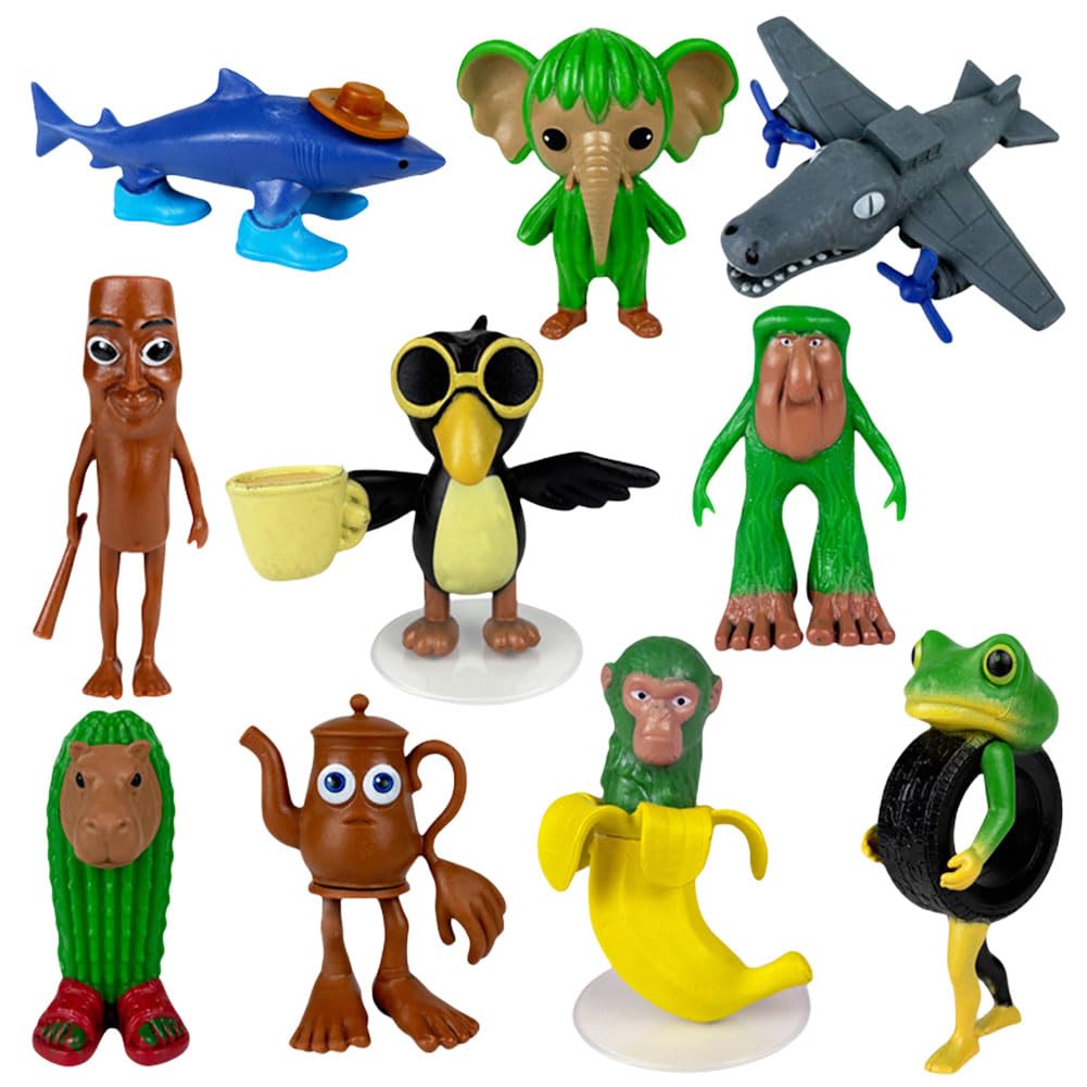 Funny Italian Brainrot Animal Figures Set Tung Tung Tung Sahur Figures Creative Wooden Stick Style Collectible Ornaments Tralalero-Inspired Desktop Decorations for Home Office Decor Gifts-Style M