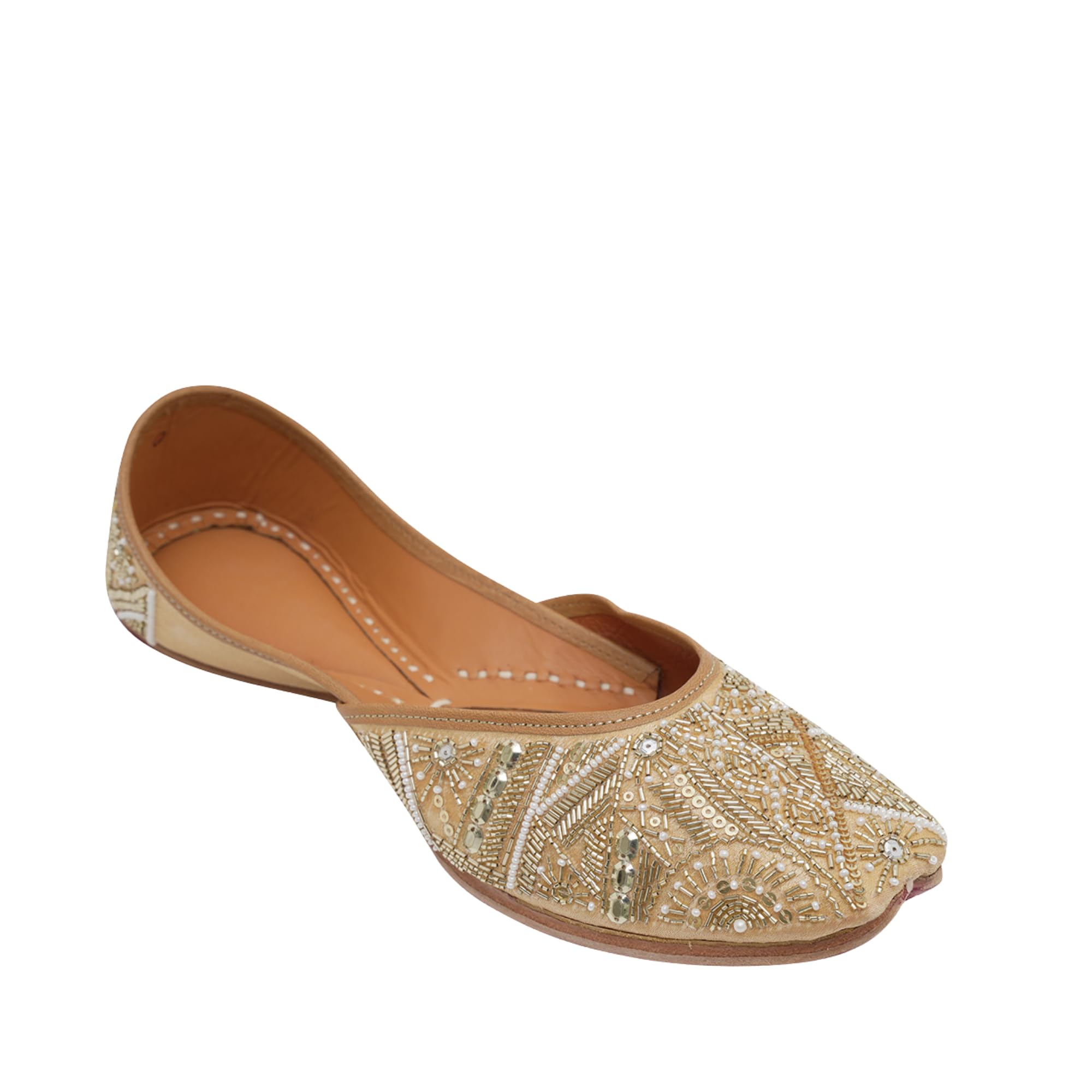 Women embroidered Mojaris Flats | Golden |-image-33