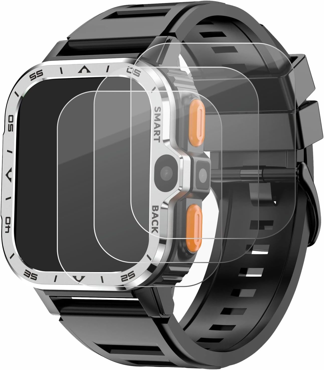 brotect Glass Screen Protector Film Compatible with HS Smartwatch 2" (3 Pack) - Glass-Foil 9H Protection [Scratch Resistant, High Clarity]