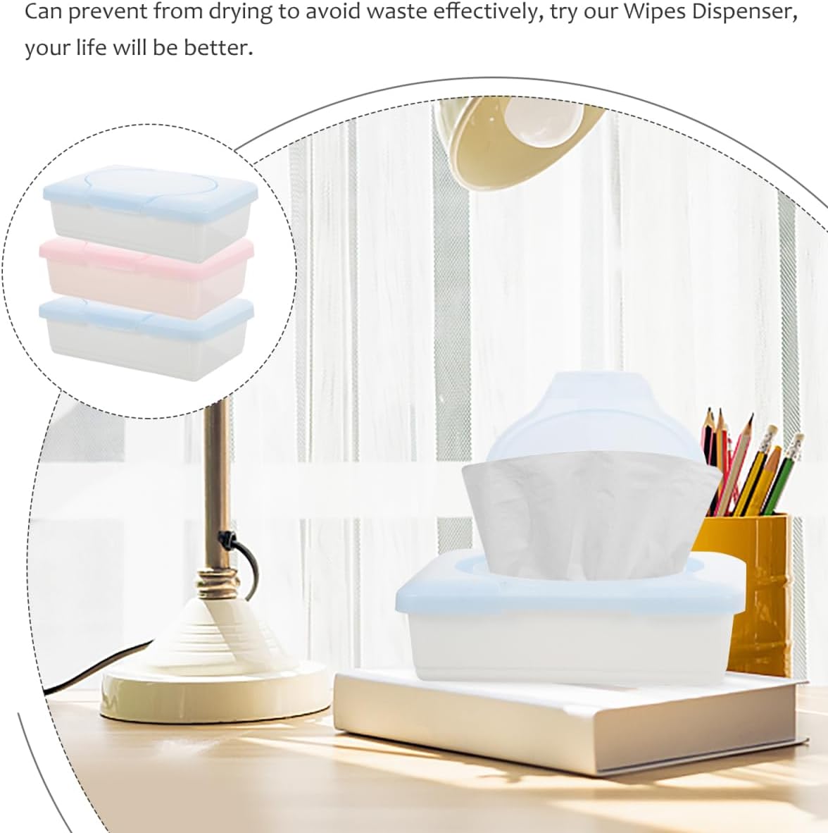 Alipis Baby Wipes Dispenser 3-Pack Refillable Wipe Holder Storage Box Compact Portable Tissue Container for Bathroom Kitchen Bedroom 7.67X4.72X2.16 Inches