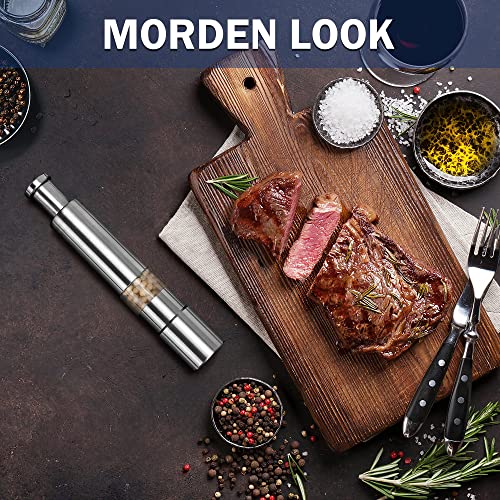 Gulex Pepper Grinder, Single Hand Operation Push Button Mini Pepper Grinder Spice Grinder, Stainless Steel Pepper Grinder Mill Modern Thumb Button Design For Pepper Spice Kitchen Restaurant And Bbq #TOP5