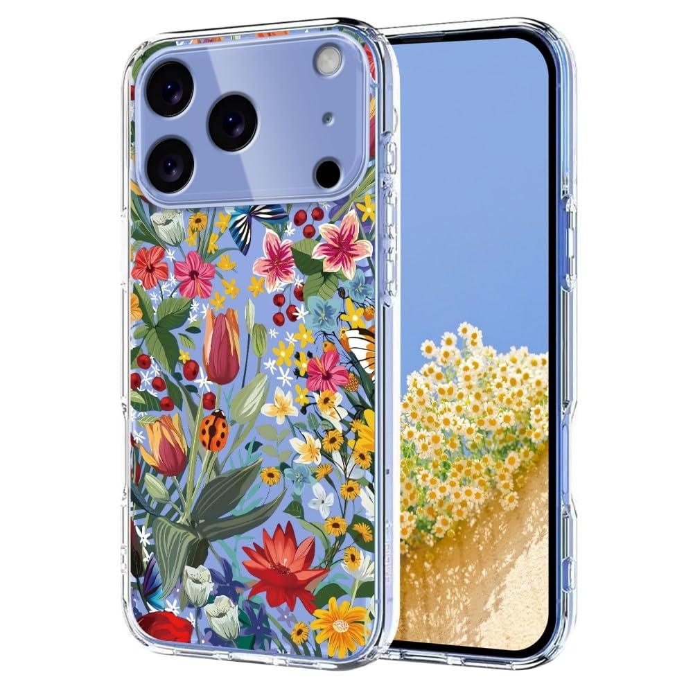 Generic Funda compatible con iPhone 15 Plus (color: lirio) funda transparente con patrón de silicona a prueba de golpes, cubierta trasera floral