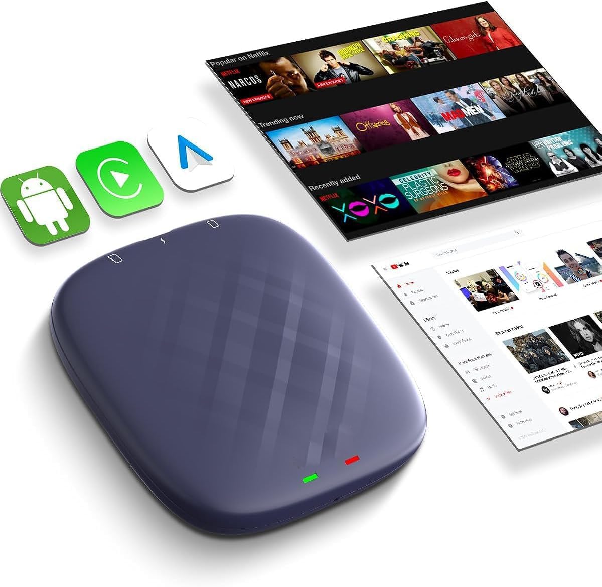 NALACAL Android AI Box, The Ultimate Multimedia Adapter with 8GB RAM + 128GB Storage, Qualcomm 6125 Processor, Integrated CarPlay/Android Auto/Google Play Store, for Wired CarPlay Cars! 8GB+128GB