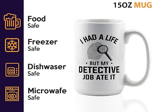 Miniatura 4 de Taza de café detective de 15 onzas, color blanco -i had a - oficial de policía policía patrulla detective sheriff aplicación de la ley Academia de