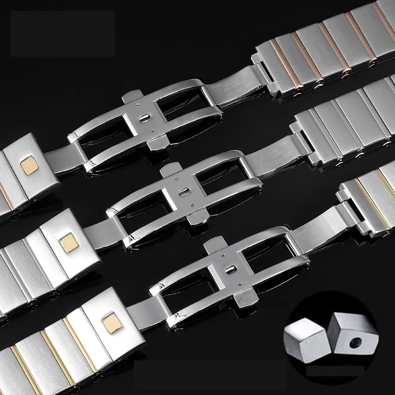 Para correa de acero Omega, correa de reloj de acero serie Constellation Double Eagle, cadena de reloj para hombres y mujeres de 17mm, 23mm y 25mm