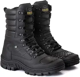 Bota Coturno Militar Com Zíper E Proteção Antiderrapante Em Couro