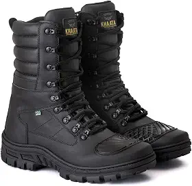 Bota Coturno Militar Com Zíper E Proteção Antiderrapante Em Couro