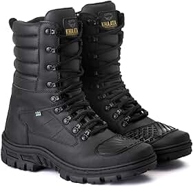 Bota Coturno Militar Com Zíper E Proteção Antiderrapante Em Couro